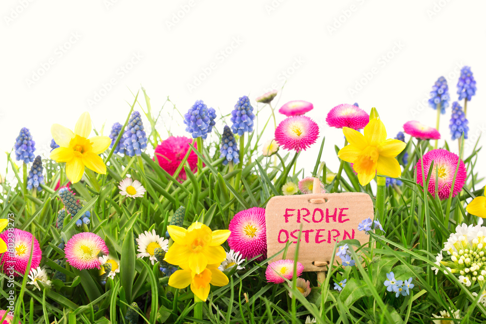 Bunte Blumen - Wiese - Frohe Ostern Stock Photo | Adobe Stock
