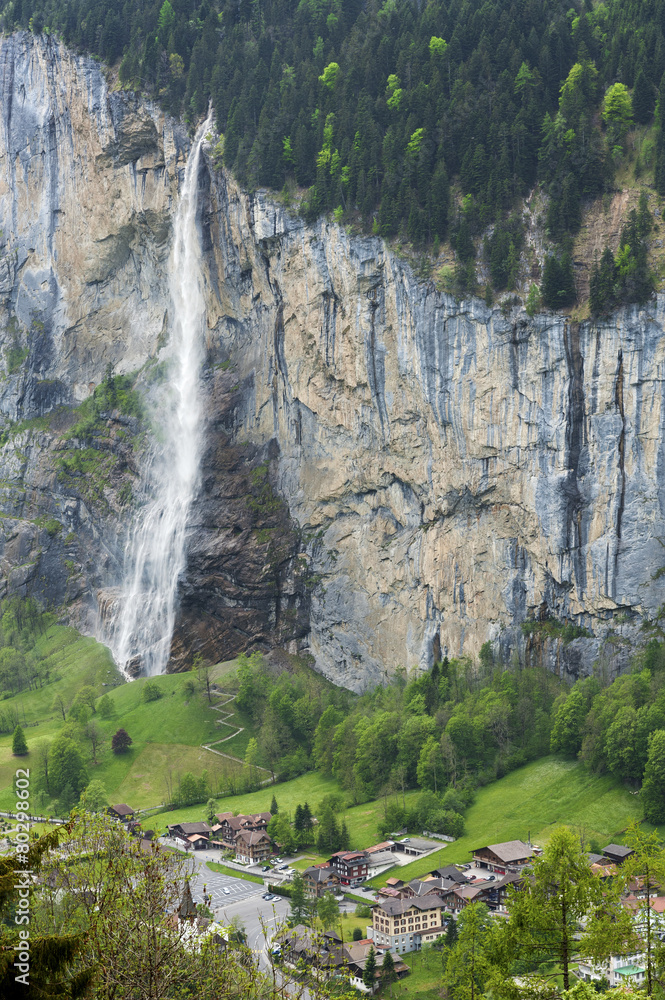 waterfall in Lauterbrunnen, Switzerland.