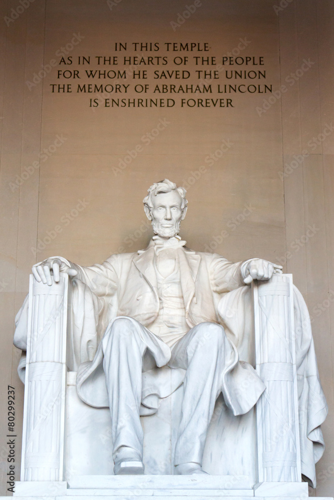 The statue of Abraham Lincoln, Lincoln Memorial, Washington DC.