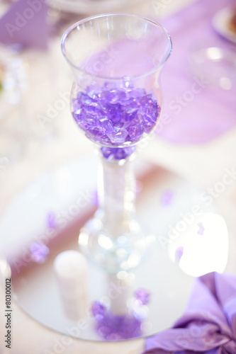 purple crystals in a glass