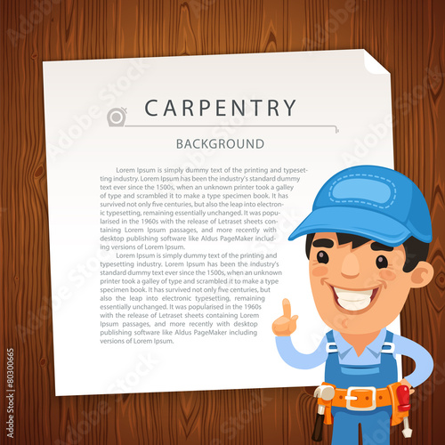 Carpentry Background with Workman