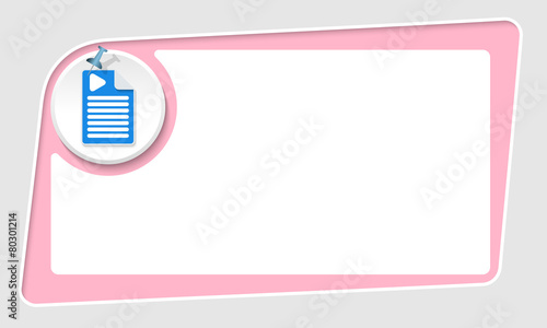 vector abstract pink box and pushpin and play symbol