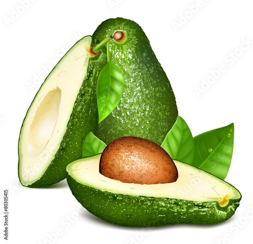 Avocados with leaves