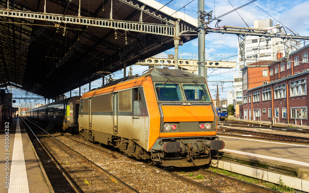 Naklejka premium Electric locomotive at Toulouse station - France