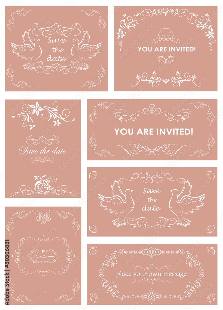 Vintage templates for wedding invitations