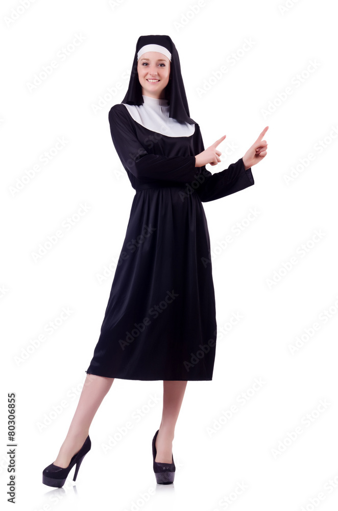 Nun isolated on the white background Nun isolated on the white background