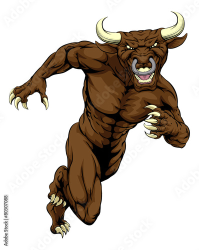 Sprinting bull mascot