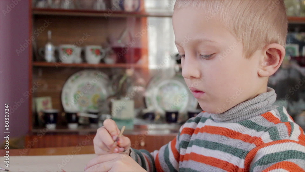 Boy painted Easter eggs Boy painted Easter eggs