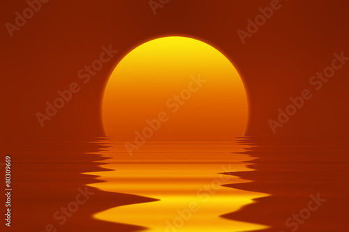 Fototapeta Naklejka Na Ścianę i Meble -  romantischer Sonnen Untergang mit Meer Spiegelung