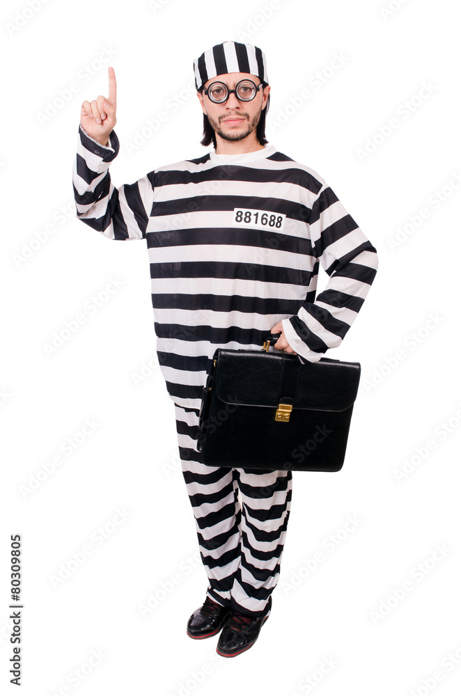 Prison inmate isolated on the white background Prison inmate isolated on the white background