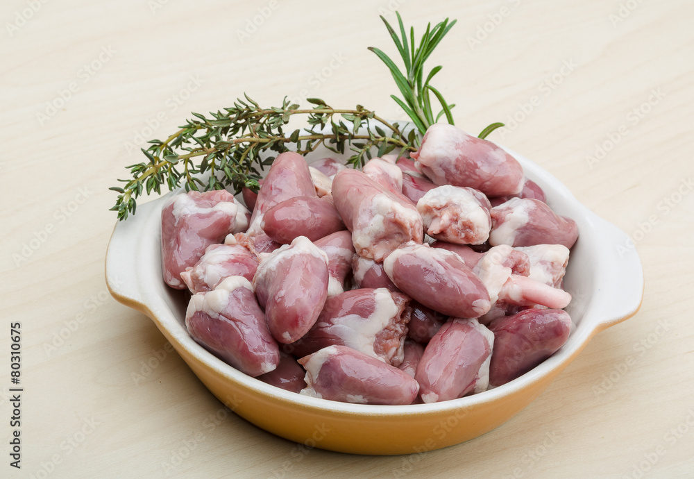 Raw chicken hearts