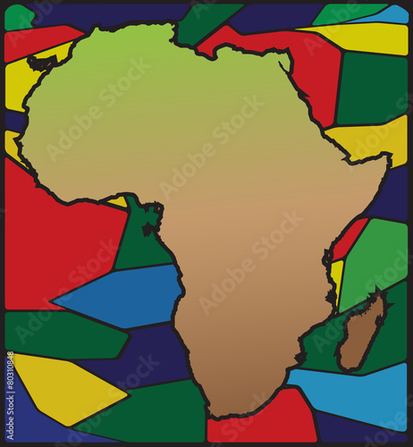 Africa Map On Stained Glass