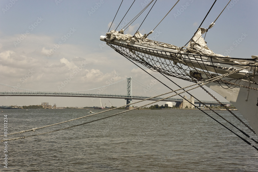 View of Benjamin Franklin Bridge from Penn's Landing