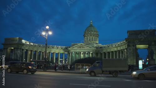 Kazan Cathedral. Fast motion. St. Petersburg. Russia. photo