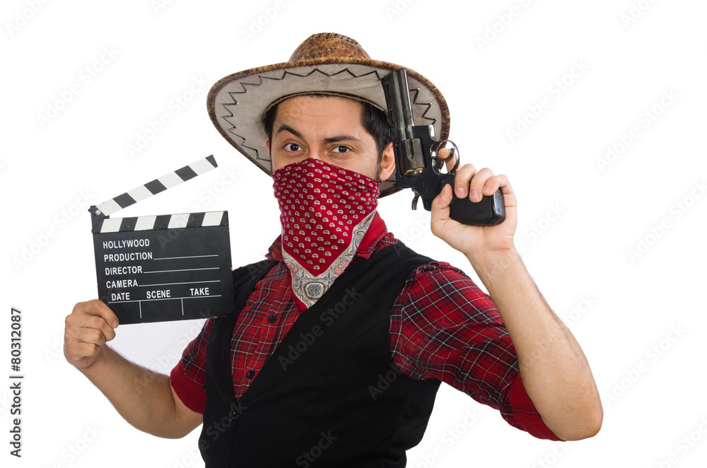 Young cowboy isolated on white Young cowboy isolated on white