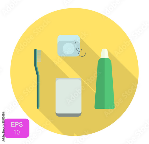Dental care set icon, oral care daily routine