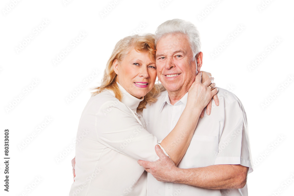 Happy senior couple in love. Isolated on white. Happy senior couple in love. Isolated on white.