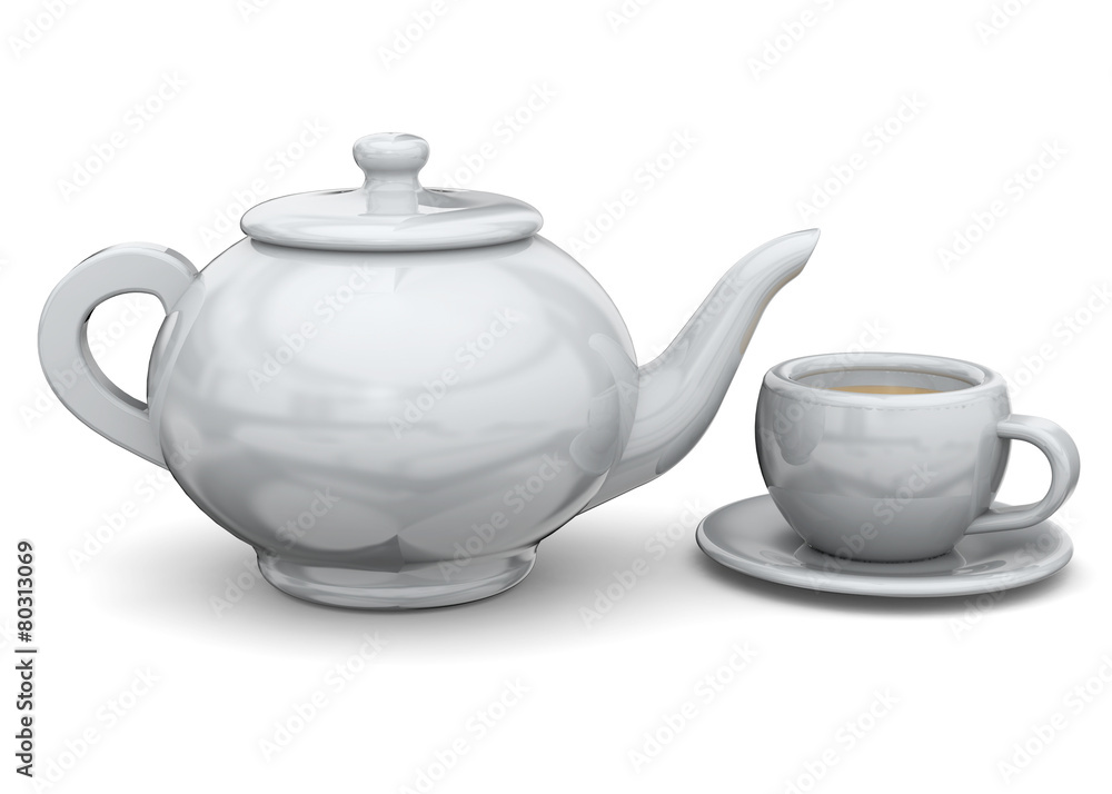 Teapot and Cup of tea - 3D