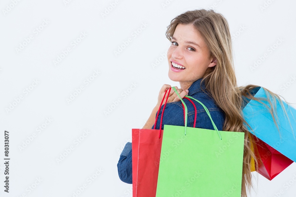 Woman holding shopping bags Woman holding shopping bags