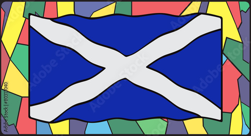 Scotland Flag On Stained Glass