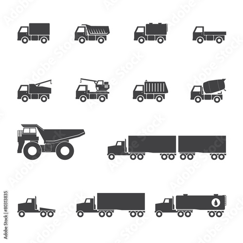 Trucks icons set
