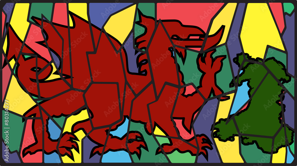 Welsh Dragon On Stained Glass