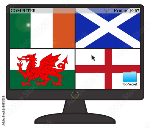 UKFlags Computer Screen With On Button