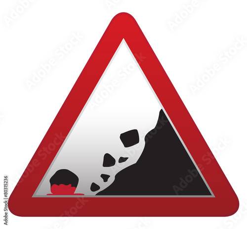 Falling Rocks Bloody Road sign