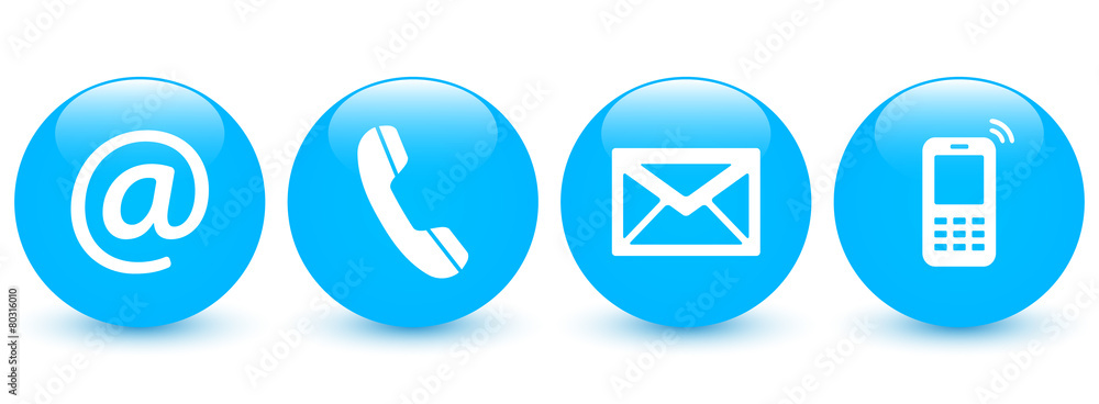 Set of light blue glossy ball icons – Contact Us Set of light blue glossy ball icons – Contact Us