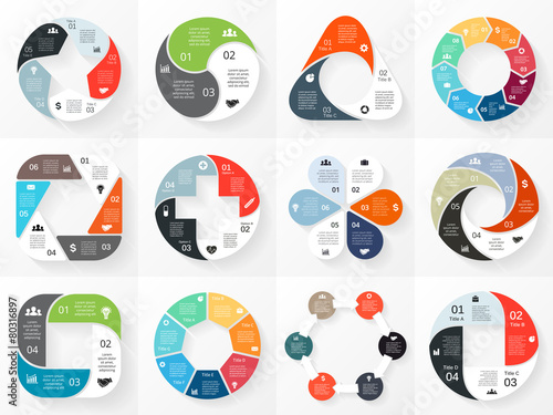 Vector circle arrows infographics set. Template for cycle