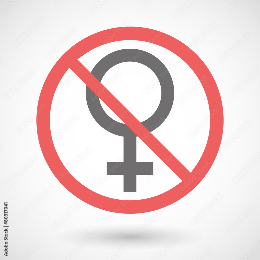 Forbidden signal with a female sign Forbidden signal with a female sign