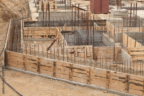 formwork foundation at the construction site of the building