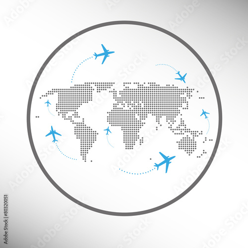 travel around the world of air transport vector