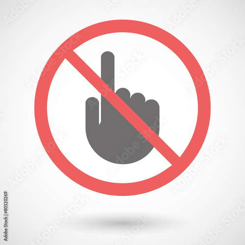 Forbidden signal with a pointing hand