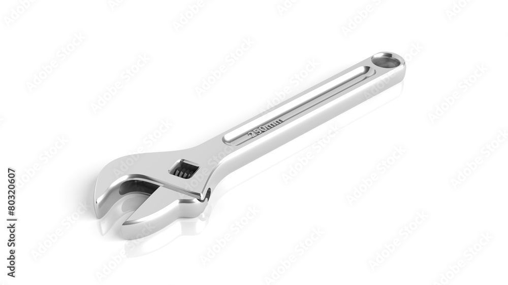 Adjustable wrench, isolated on white background Adjustable wrench, isolated on white background