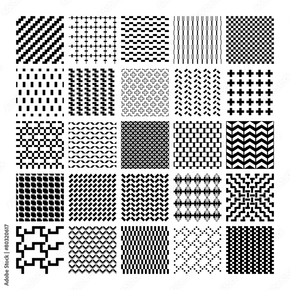 Monochrome geometric seamless patterns Monochrome geometric seamless patterns