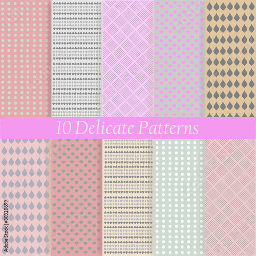 10 Delicate vector seamless patterns