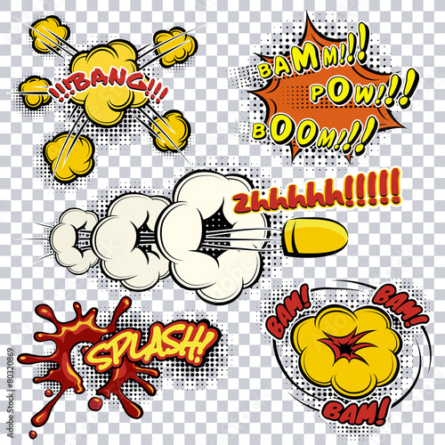 Comic book explosions and words