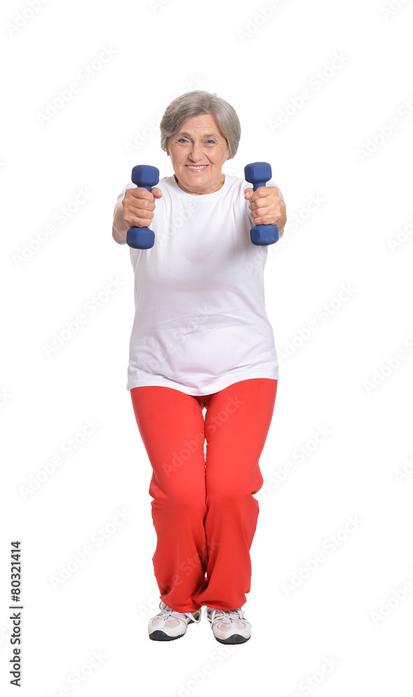 Senior woman exercising 