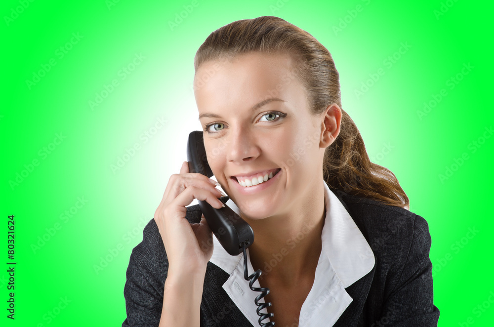 Attractive helpdesk operator on white Attractive helpdesk operator on white