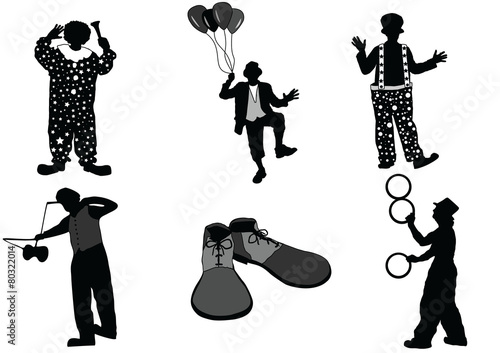 The set of Clown silhouette