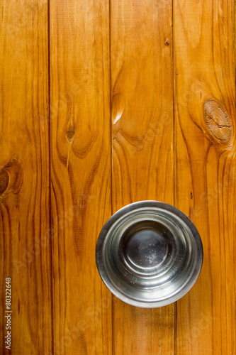 Water in metal bowl for pet