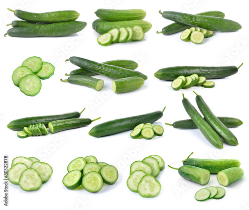 Fresh cucumber  isolated on white background