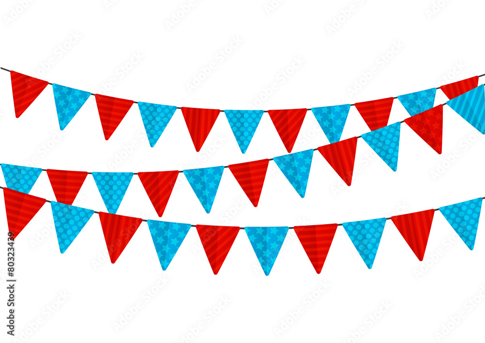 Color party flags isolated on white Color party flags isolated on white
