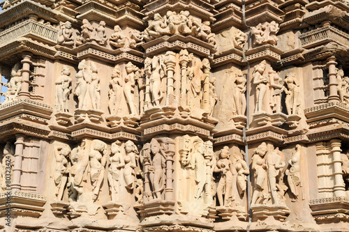 Detail of artwork at the Khajuraho temple