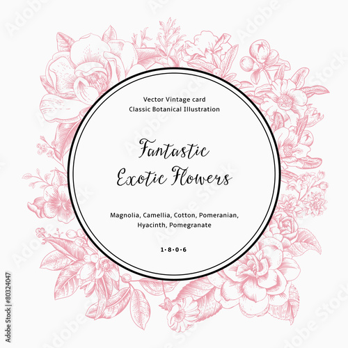 Wreath with exotic flowers.