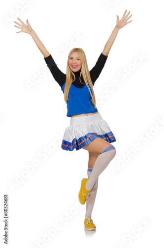 Cheerleader isolated on the white background