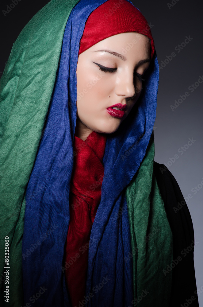Portrait of the young woman with headscarf Portrait of the young woman with headscarf