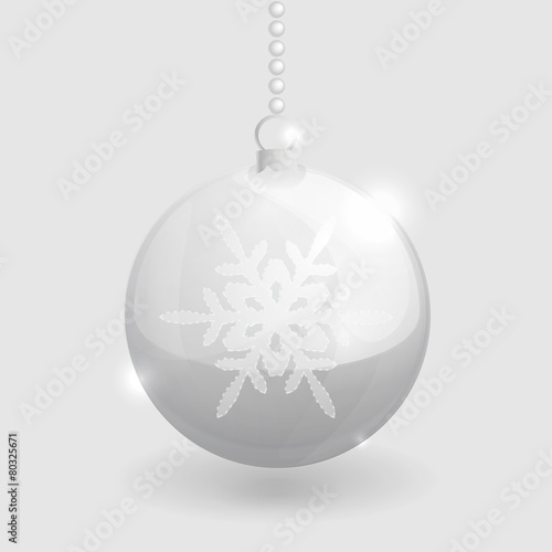 Transparent shining glass christmass ball with snowflake
