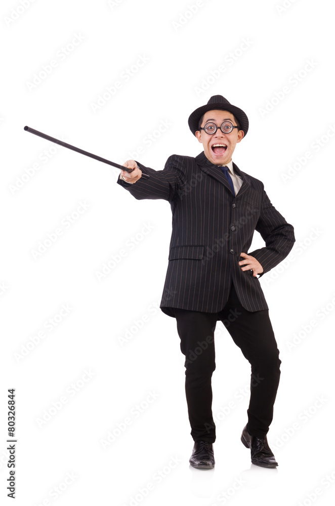 Funny gentleman in striped suit isolated on white Funny gentleman in striped suit isolated on white